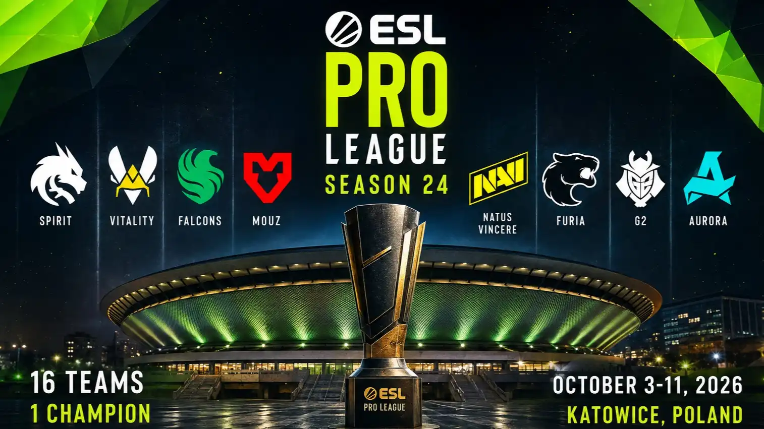 ESL Pro League S24 Invites Announced: Spirit, Vitality, Falcons and NAVI Confirmed